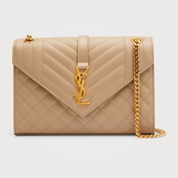 Saint Laurent ENVELOPE MEDIUM IN QUILTED GRAIN DE POUDRE EMBOSSED LEATHER - Picture 2 of 14